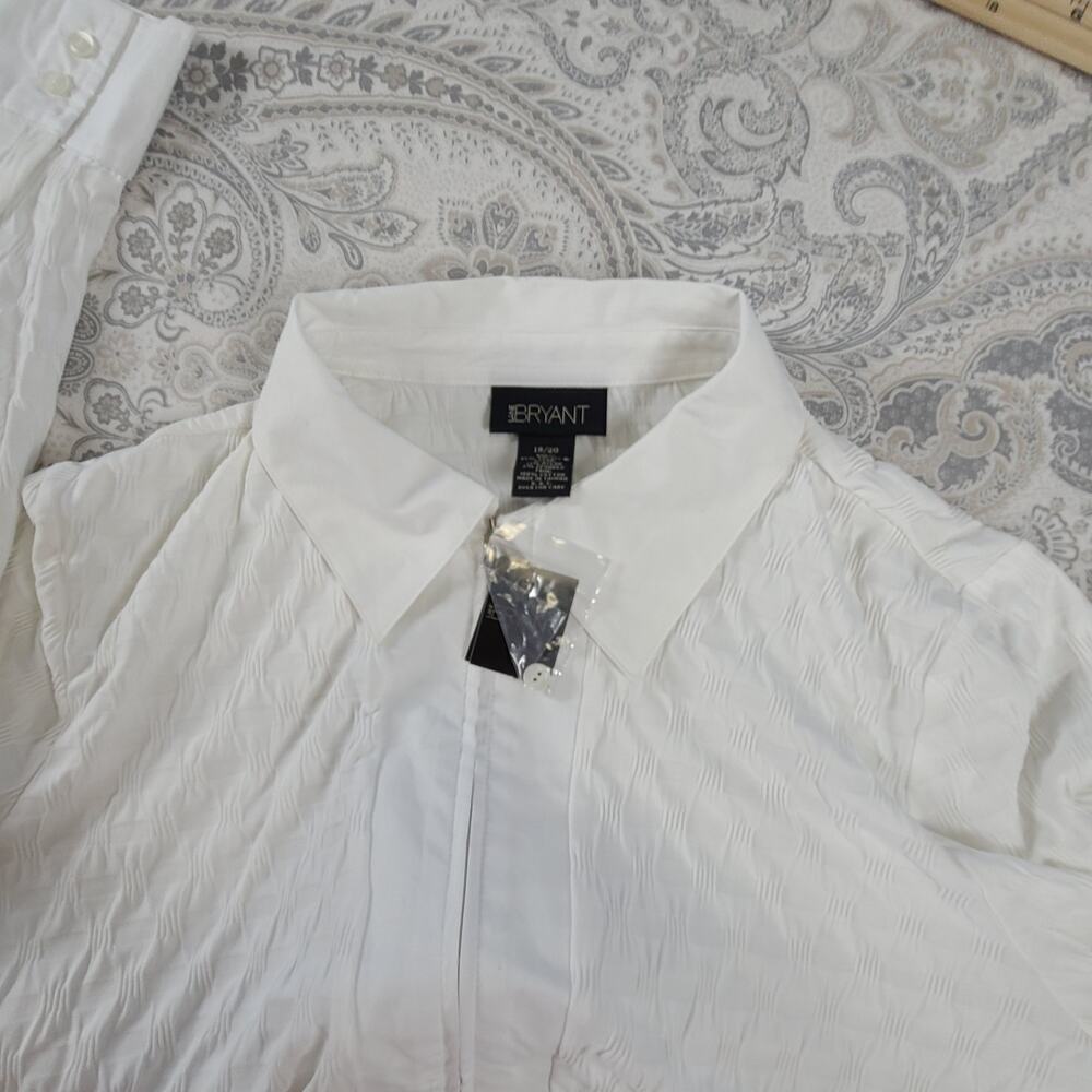 Lane Bryant women's design blouse white NWT Sz 18/20 Office career church formal - Picture 8 of 9